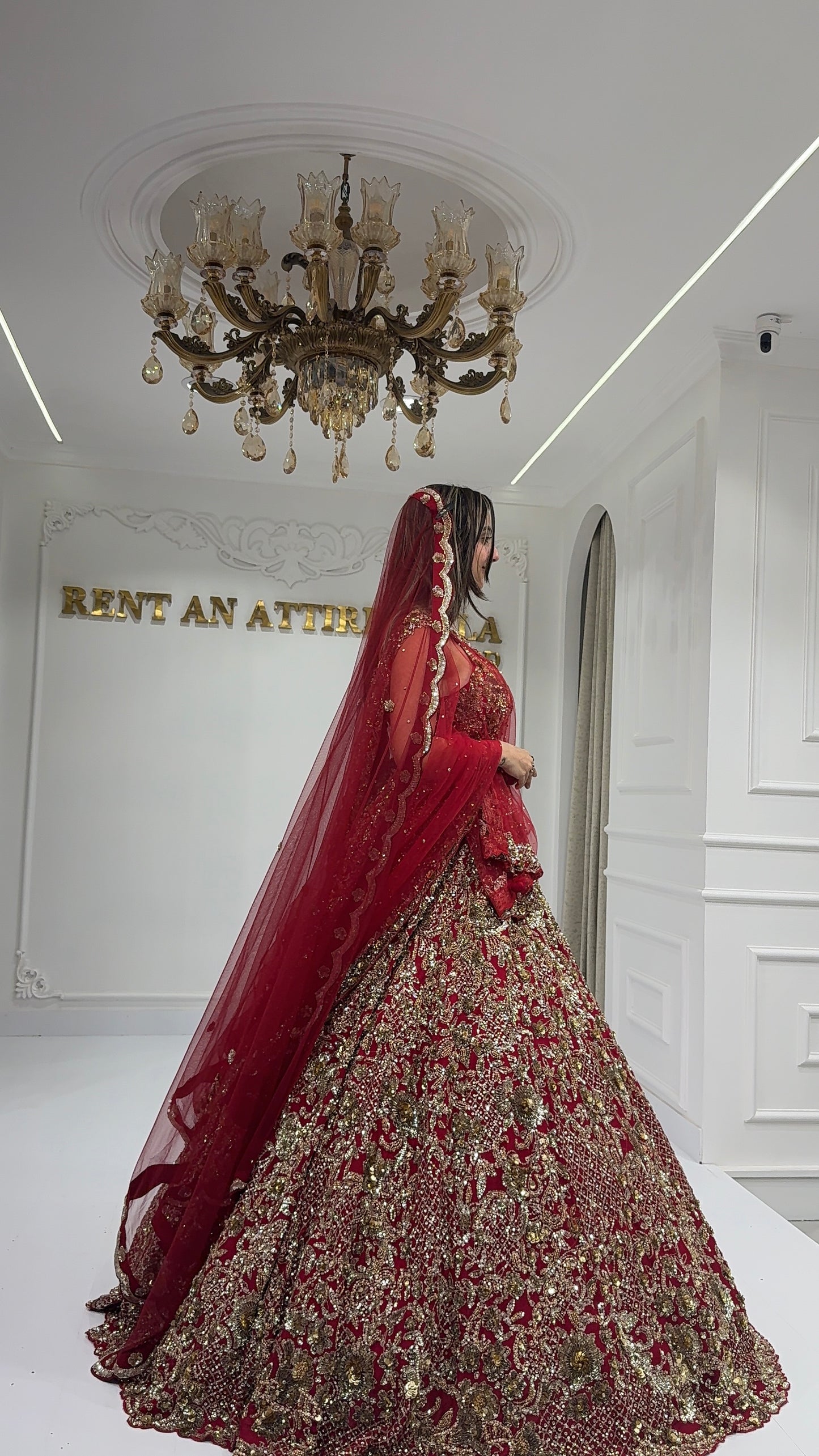 EJZ Red Golden Lehenga