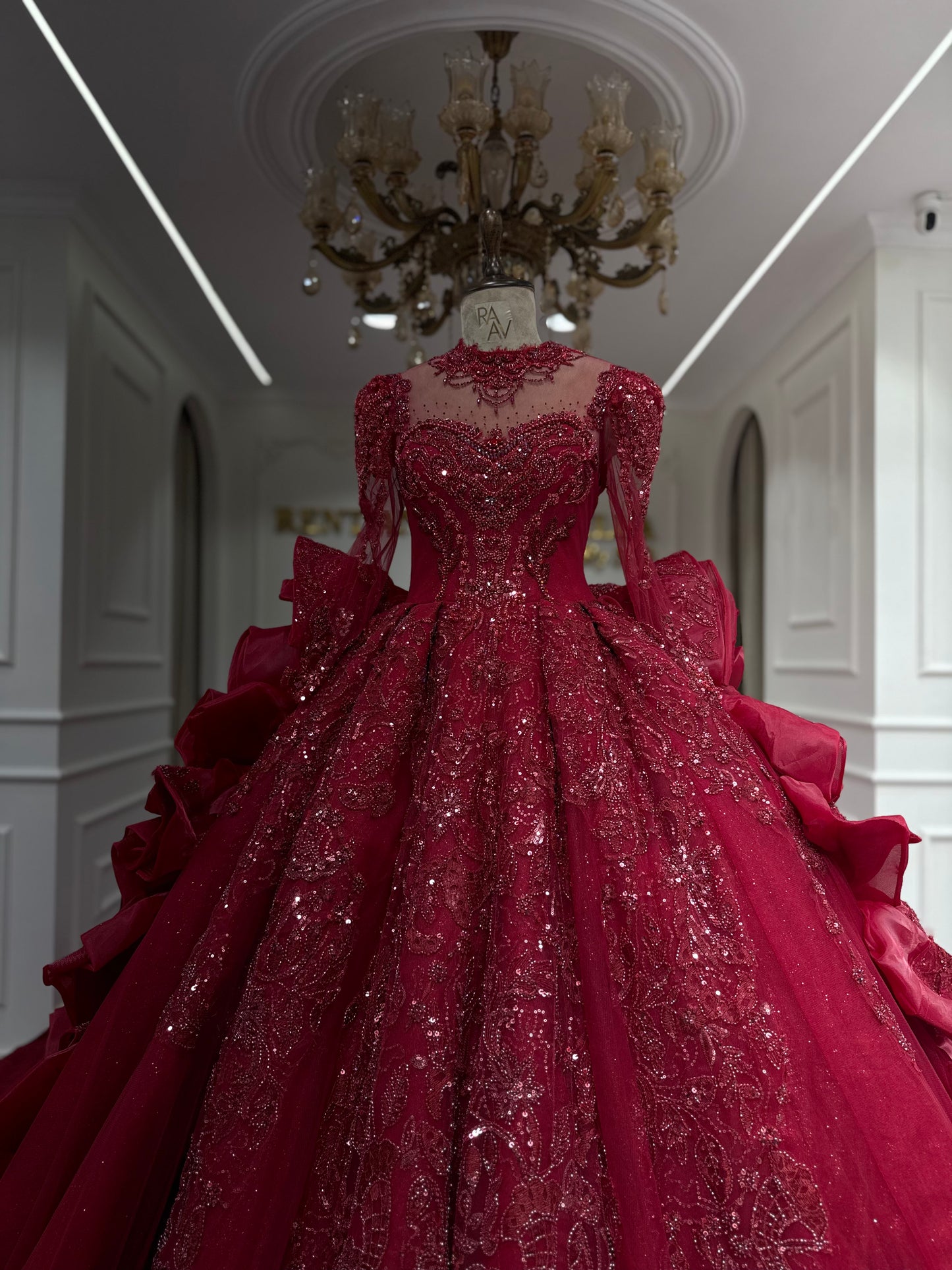 Red Sparkling Ball Gown