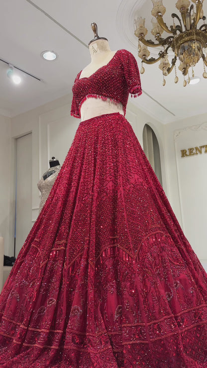 SCL Red Spotlight Lehenga